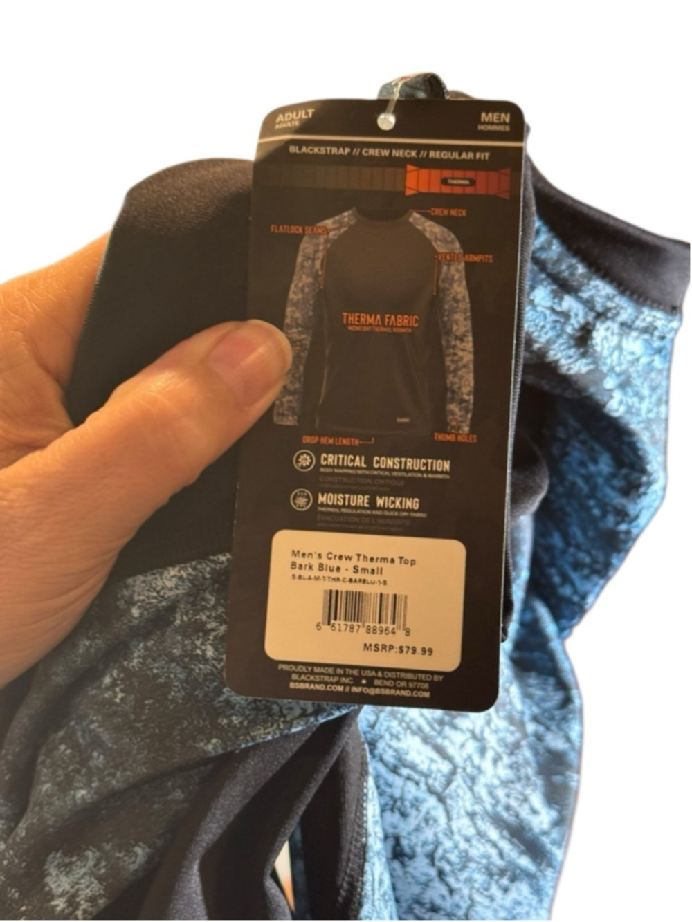 Men's BlackStrap Therma Top Small Black/Blue - Picture 3 of 4
